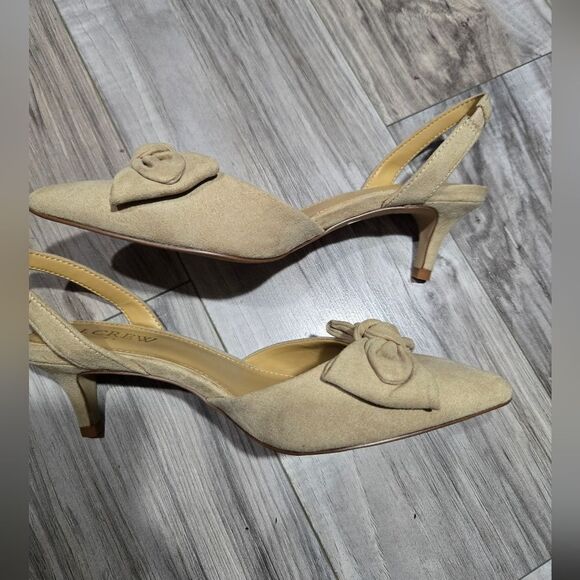 J.Crew $128 Bow Kitten sling back Heels in Sandstone Size 5 BW884 - Picture 7 of 13